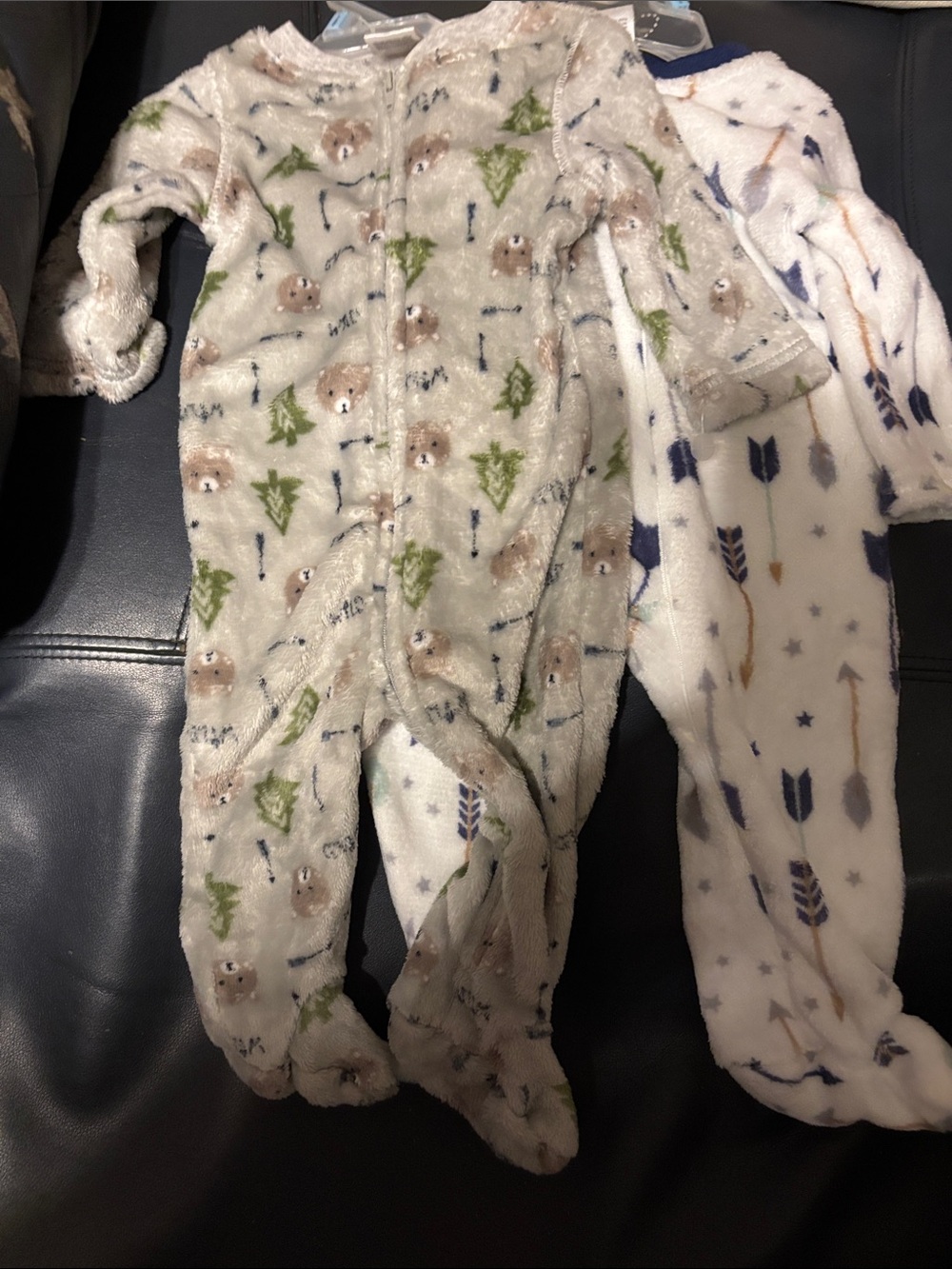 Swiggles Plush Footed One-Piece in White with Green & Blue Accents